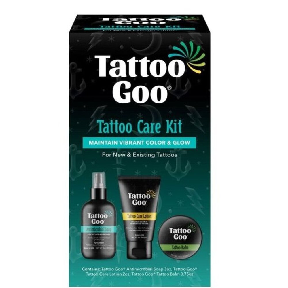 Tattoo Goo Tattoo Care Kit with Antimicrobial Soap Tattoo Balm and Tattoo Lotion